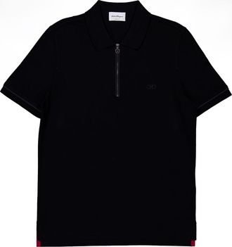 Ferragamo Gancini Embroidered Cotton Pique Polo, Size X-Small