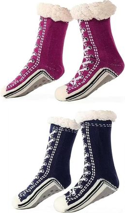 Generic Unisex Thick Cashmere Slipper Home Socks Fluffy Plush Comfy Sleeping Footwear Non-slip Grippy Boots Thermal Plush Booties (2pcs-o,One Size)