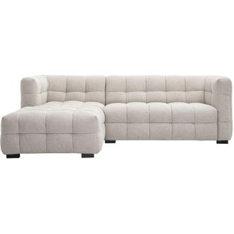 Miliboo Divano ad angolo sinistro design 3 posti in tessuto effetto velluto testurizzato beige CORTO