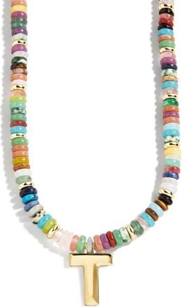 BaubleBar Marcella Initial Necklace in Gold - T at Nordstrom