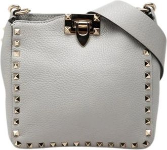 Valentino Pre-owned Messenger Bag - Dames - Vintage Schoudertas - Grijs - ONE Size - Leer - Vintage