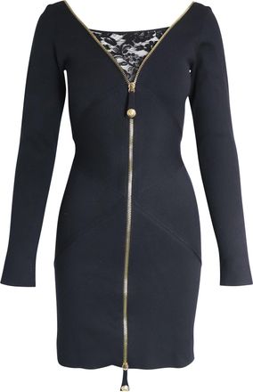 Temperley London Lace Insert Mini Dress in Black Silk