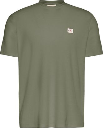 Calvin Klein Jeans T-Shirt CALVIN KLEIN JEANS WAFFLE BADGE TEE, Herren, Gr. XXL, dusty olive, Web, Obermaterial: 60% Baumwolle, 40% Polyester, unifarben, regular fit nor