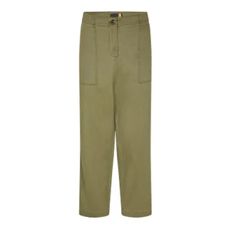 Timberland Chinos met zakken voor dames, van een linnenmix, in een recht model (Bladgroen)