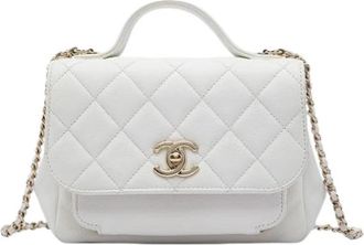 Chanel Pre-owned Business Affinity Flap Bag - Dames - Vintage Handtas - Wit - ONE Size - Leer - Vintage