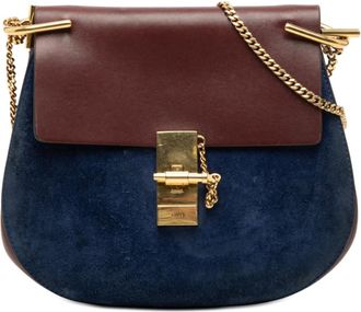 Chlo&eacute; Pre-owned Chloe Small Bicolor Suede and Calfskin Drew Crossbody Ladies EGSLIOW4FQE3X43P
