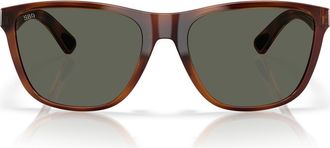Costa 57mm Polarized Rectangular Sunglasses in Tortoise/Gray 580G at Nordstrom