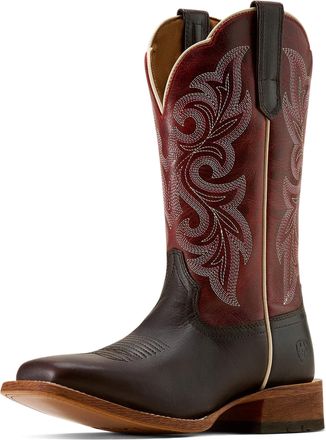 Ariat Womens County Lane Wide Square Toe Western Boots in Chocolate Deep Red, B Medium Width, Size 6.5, by Ariat