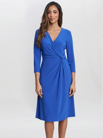 Gina Bacconi Womens Antonia Jersey Wrap Dress - Blue - Size 20 UK