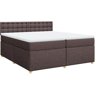 vidaXL Vidaxl - Cama Box Spring Con Colch&oacute;n Tela Marr&oacute;n Oscuro 200x200 Cm