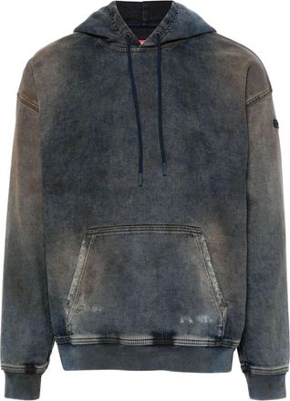 Diesel D-Um-Rib Track denim hoodie - unisex - Elastane/Cotton - L - Blue