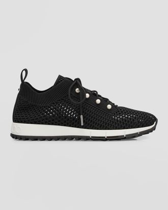 Jimmy Choo London Veles Knit Pearly Lace-Up Sneakers