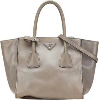 Prada Pre-owned Handbags, female, Gray, Size: ONE SIZE Pre-owned Leather Handbag