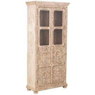Wanderlust Deco Vitrina de madera beige 89x40x190