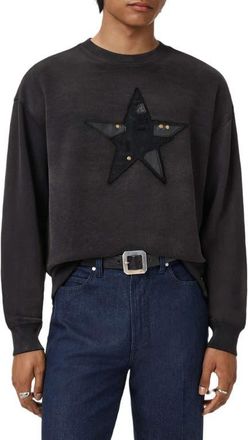 John Varvatos Mended Star Sweatshirt in Black at Nordstrom, Size X-Small