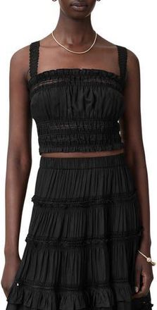 AllSaints Talia Lace Cropped Top in Black at Nordstrom Rack, Size 10 Us / 14 Uk