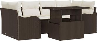 vidaXL Vidaxl - Garden Sofa Set 7 pcs Light grey 55 x 55 x 37 cm Poly rattan
