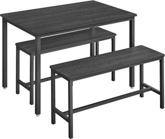 Vasagle Mesa de comedor y 2 sillas de color negro ceniza y negro tinta