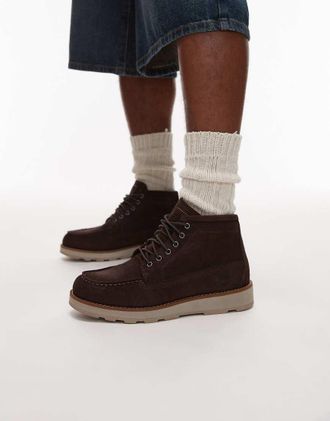 Timberland Stivali Chukka medi stringati in camoscio color marrone scuro