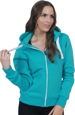 Purple Hanger Women New Long Sleeve Plain Zip Up Hoodie Top Ladies Hooded Pocket Everyday Casual Jacket Tops Turquoise Size 12