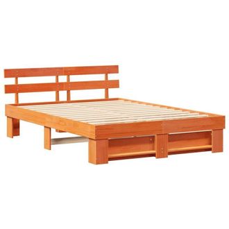 vidaXL Estructura De Cama Con Cabecera Marr&oacute;n Cera 160 X 200 Cm Vidaxl