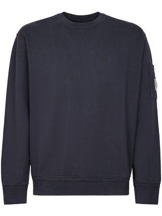 C.P. Company Minimalist Black Diagonal Fleece Crewneck Sweatshirt