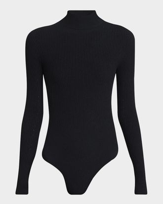 Alaia Mock-Neck Long Sleeve Bodysuit