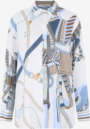 Herzen&rsquo;s Angelegenheit Langes Hemd aus Cr&ecirc;pe mit Musteraufdruck Heritage