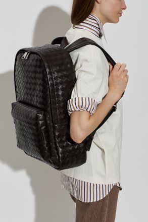 Bottega Veneta Leather Backpack, Womens, Brown