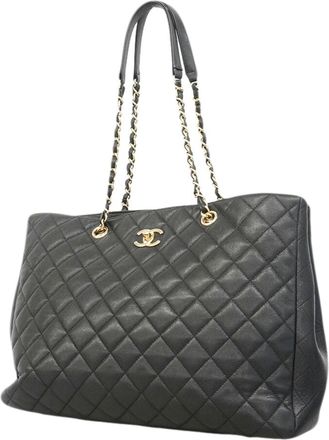 Chanel Black Grained Calfskin Tote Bag (Pre-Owned)