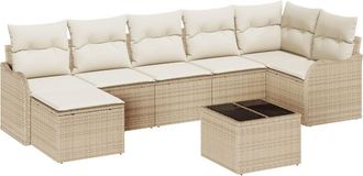 vidaXL Garden Sofa Set with Cushion 8 pcs Beige Poly rattan Vidaxl