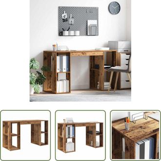 vidaXL Scrivania con ripiani - Scrivania Legno vecchio 130 x 50.5 x 75 cm Legno multistrato