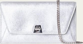 Akris Anouk Lizard-Print Clutch Bag w/ Chain