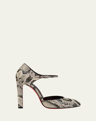 Christian Louboutin 100mm Fanny Demie Snake-Embossed Leather Pumps