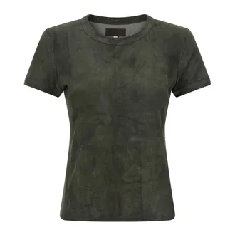 Stouls Tops, Dames, Grijs, S, Katoen, 05 Stretch-Leder T-shirt