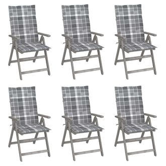 vidaXL Sillas Reclinables Jard&iacute;n Y Cojines 6 Uds Madera Maciza Acacia Vidaxl