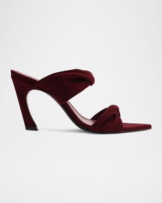 Schutz Meline Suede Twisted Dual-Band Mule Sandals