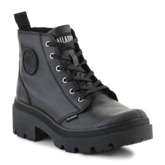 Palladium Womens Pallabase Leather Shoe In Black/black