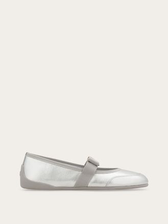 Ferragamo Donna Ballerina sportiva fiocco Vara Argento Taglia 35.5