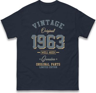 Generic Vintage Born in 1963 T-Shirt. Birthday Gift. Well Aged Original Parts T-Shirt Navy