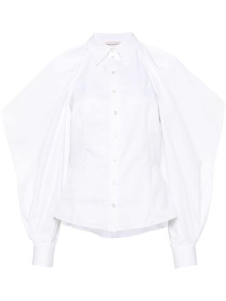 Alexander McQueen slashed drape-sleeve shirt - White