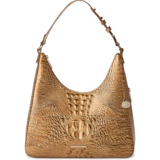 Brahmin Tabitha Croc Embossed Leather Shoulder Bag in Driftwood at Nordstrom