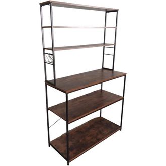 Relaxdays Relaxdays Estanter&iacute;a Cocina, 6 Baldas Con Encimera, 167x100x40 Cm, Estante Para Microondas, Marr&oacute;n/negro