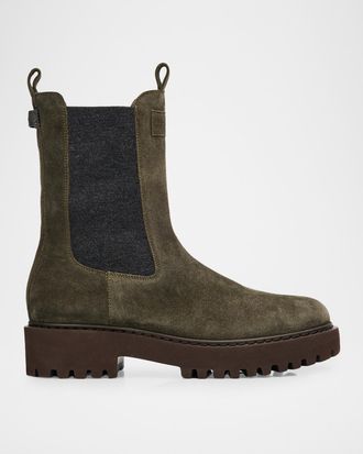 Brunello Cucinelli Suede Combat Boots