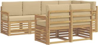 vidaXL Conjunto De Sof&aacute;s De Exterior 7 Uds. Y Beige Poli&eacute;ster Vidaxl