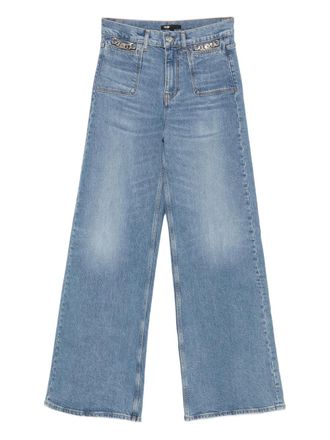 Maje chain-embellished flared jeans - women - CALFSKIN/Elastane/Cotton - 36 - Blue