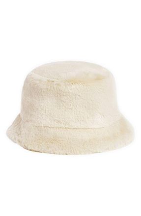 Apparis Amara Pluche Faux Fur Bucket Hat in Latte at Nordstrom