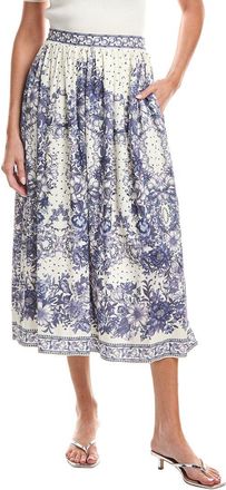 Max Studio Printed Linen-Blend Maxi Skirt