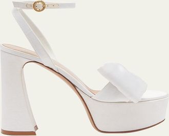 Gianvito Rossi Raso Bow Ankle-Strap Platform Sandals