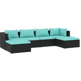 vidaXL 6 Pcs Garden Lounge Set Con Vime Pe Negro